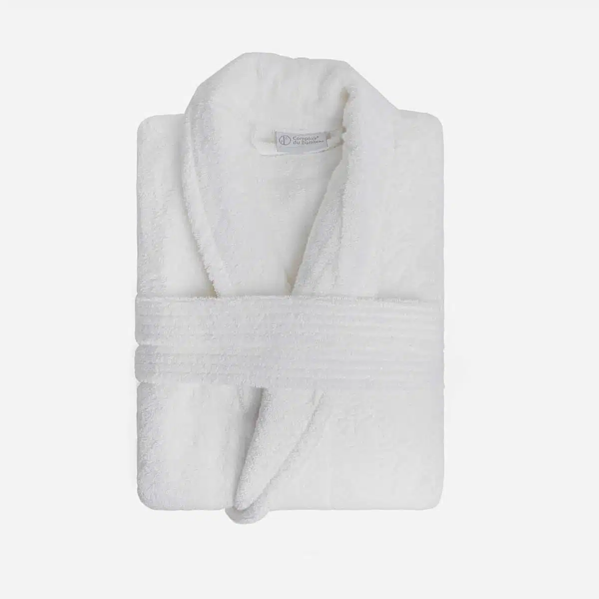 Peignoir plié en éponge couleur blanche col châle 500g