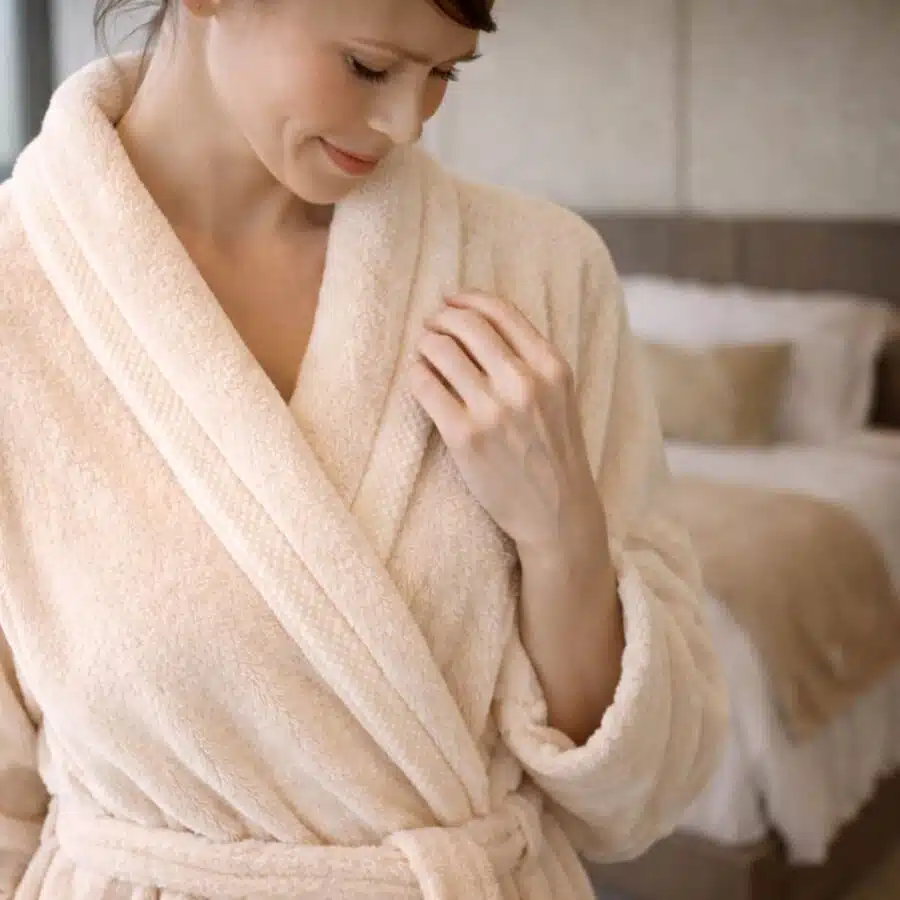 Texture éponge 550 gsm peignoir blanc premium