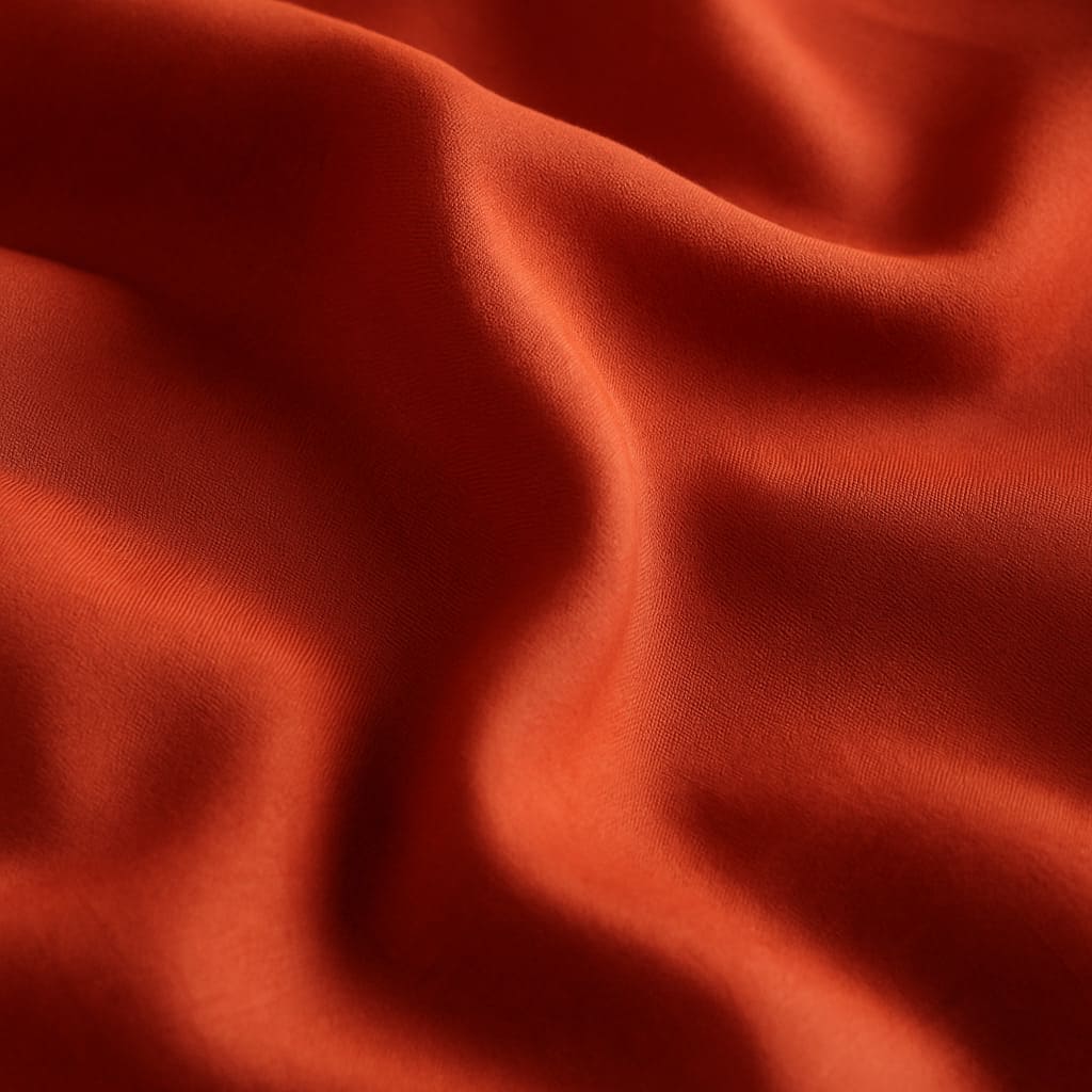IMG82913 Zoom matière sur un drap terracotta en fibre de bambou avec texture douce et naturelle.