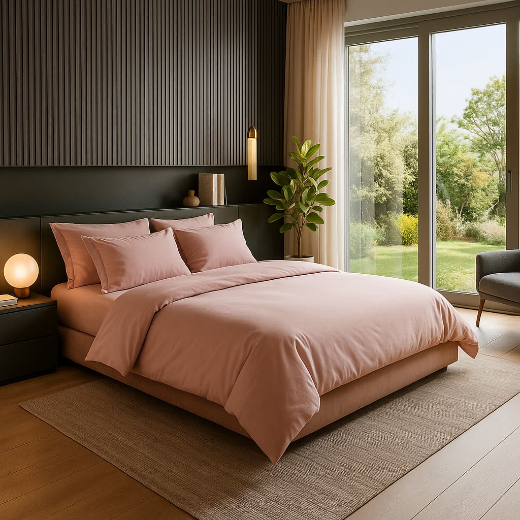 Ambiance douce avec linge de lit écologique en bambou.