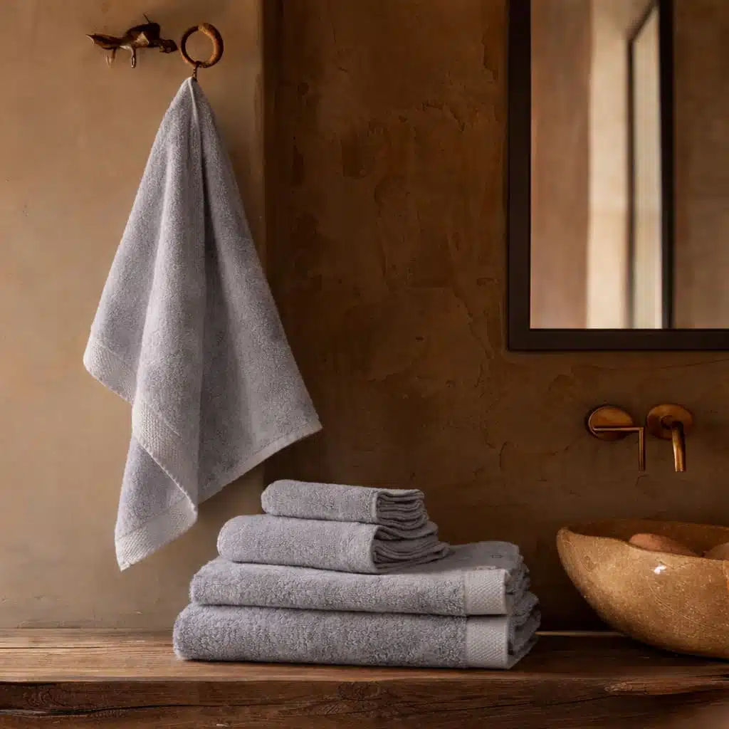 Grand drap de bain en bambou blanc style hôtel premium