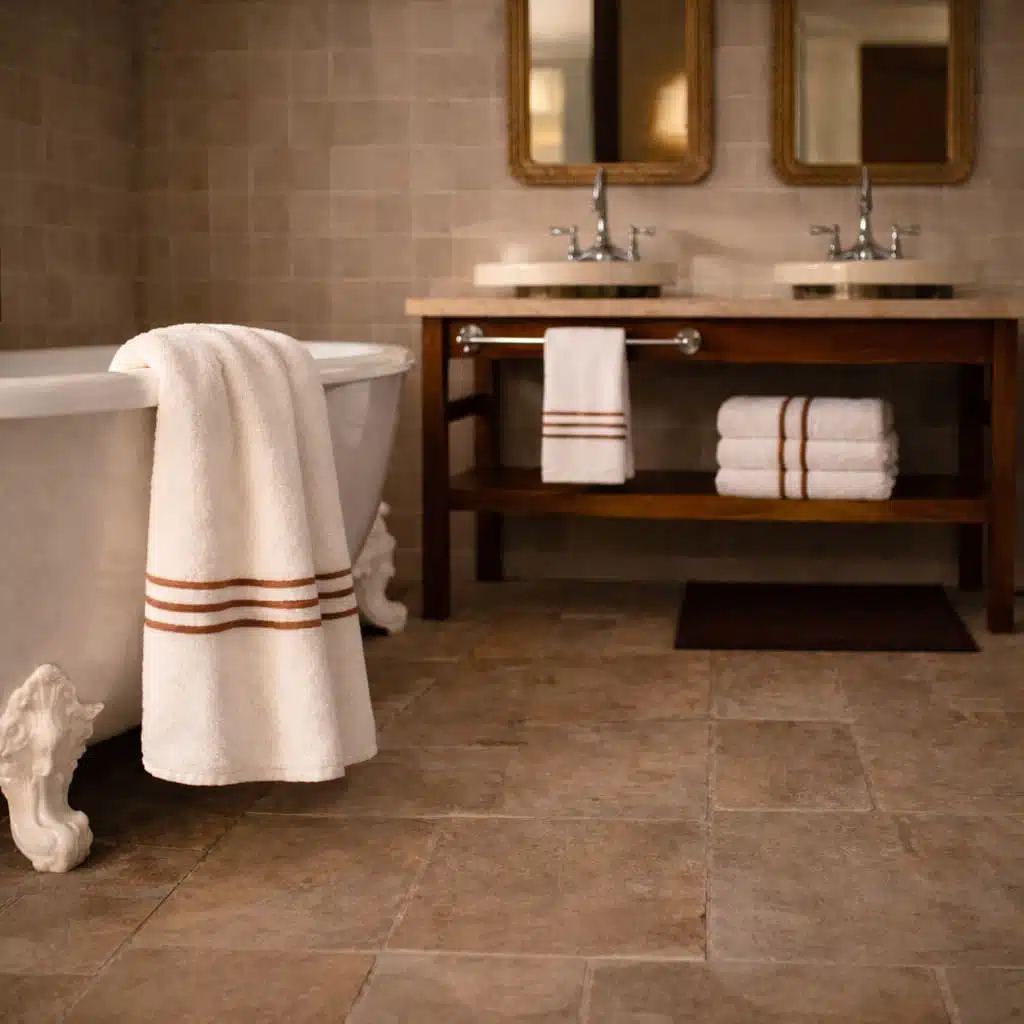 Serviettes de bain moelleuses Comptoir du Bambou, design graphique et confort hôtelier