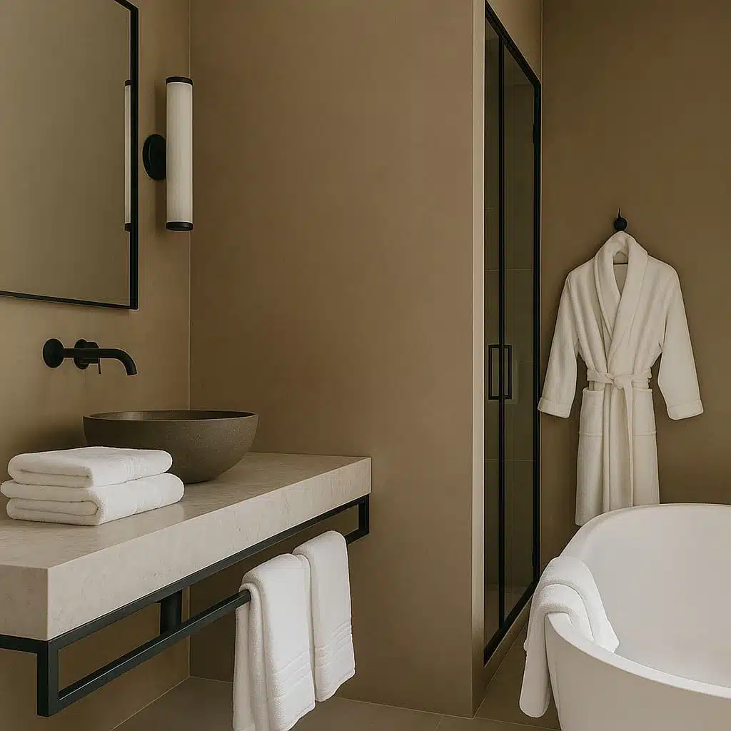 Ambiance chambre premium avec linge de maison naturel en bambou