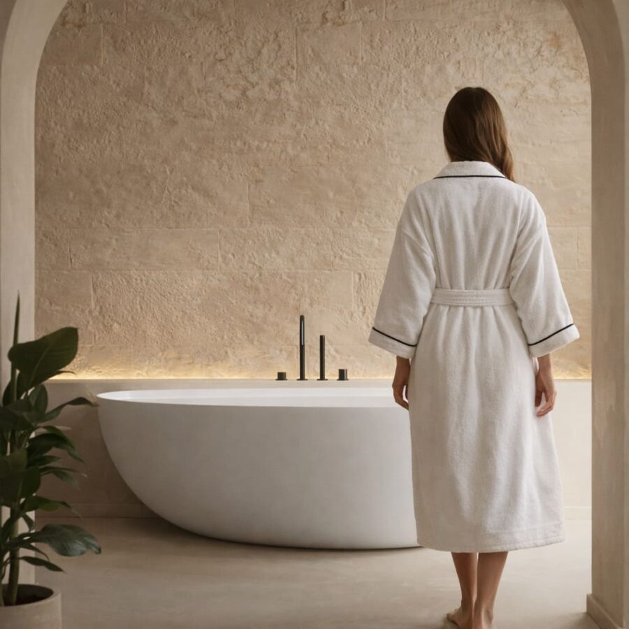 Peignoir pour homme au style épuré, inspiration hôtel de luxe