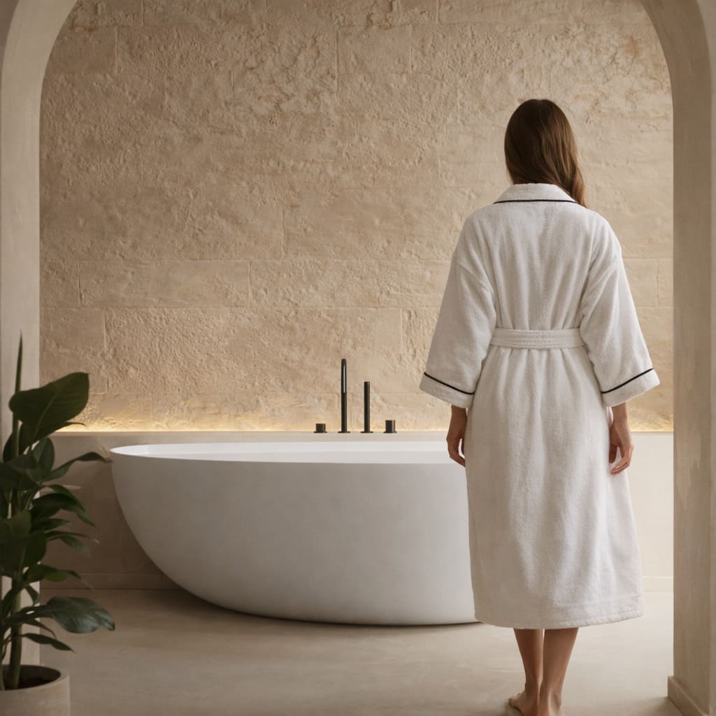 Peignoir pour homme au style épuré, inspiration hôtel de luxe