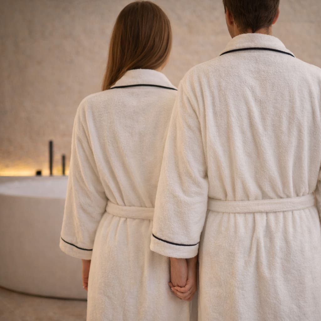 Détail de la poche d’un peignoir avec liseré raffiné